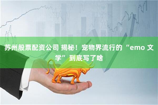 苏州股票配资公司 揭秘！宠物界流行的 “emo 文学” 到底写了啥